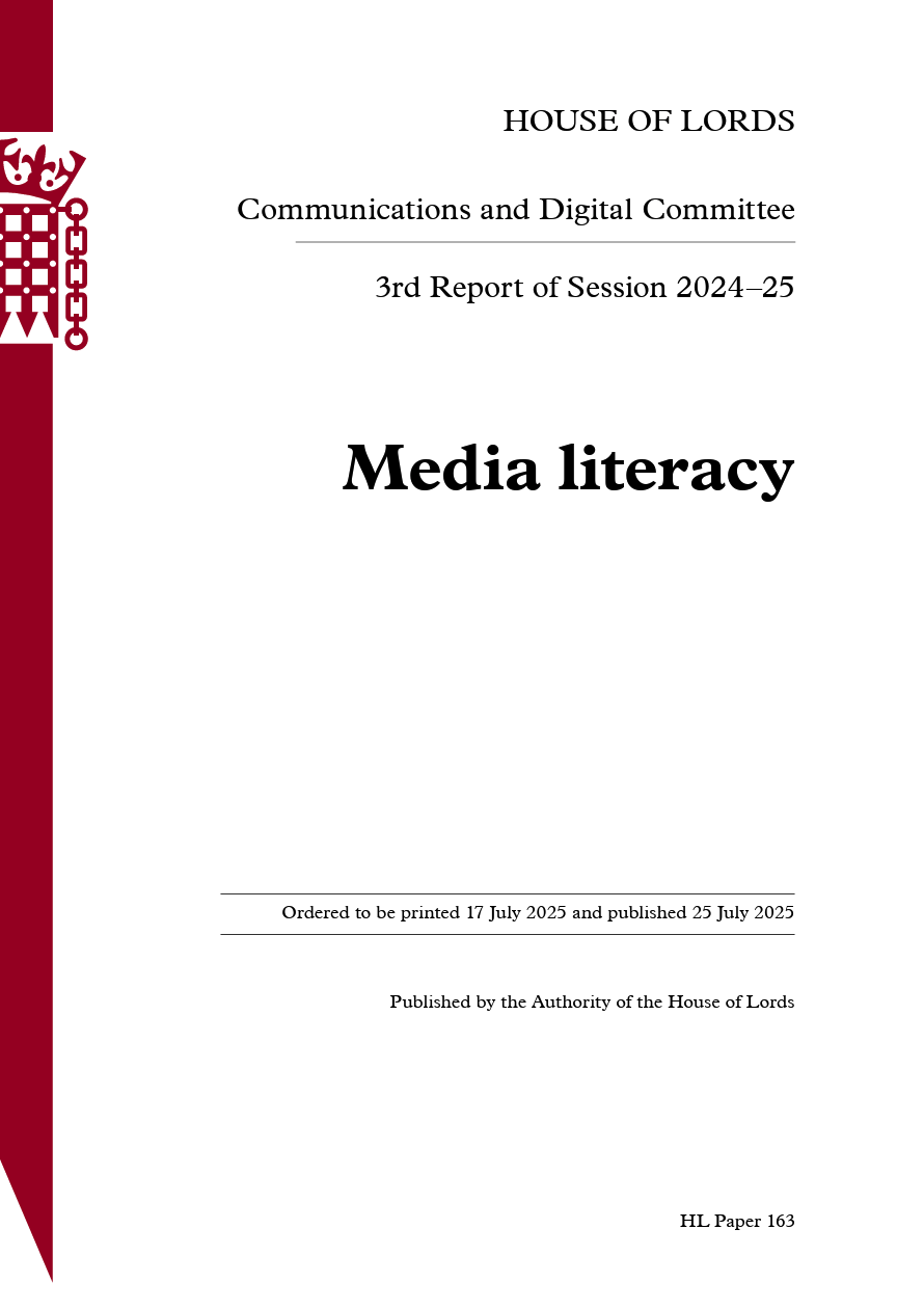 House of Lords Communications and Digital Select Committee inquiry: Media literacy